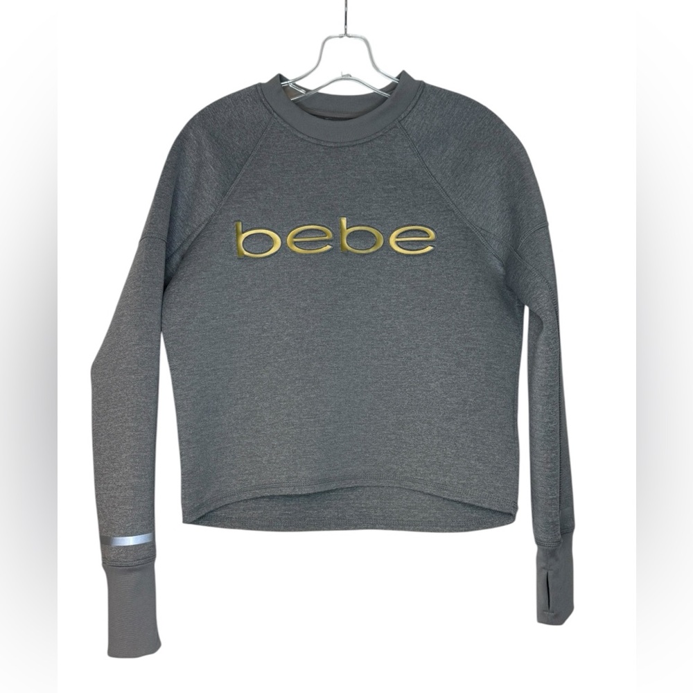 Bebe Charcoal Sweatshirt with Gold Logo